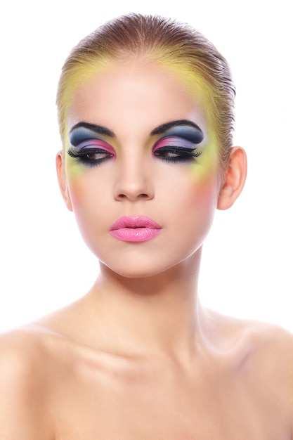 Beautiful woman with colorful make-up