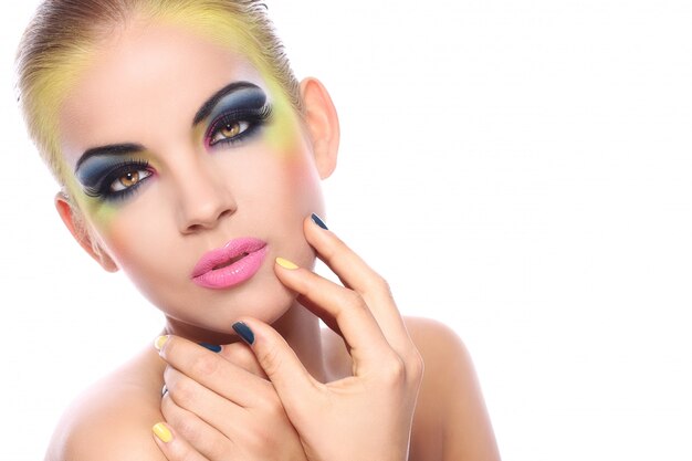 Beautiful woman with colorful make-up