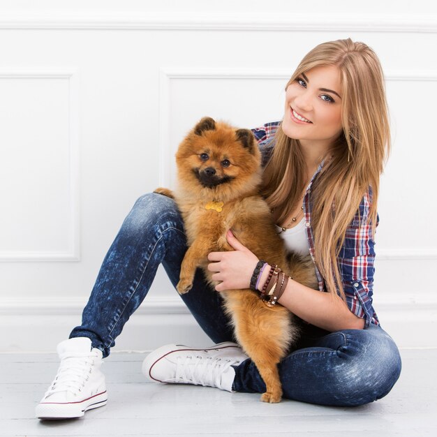 Beautiful woman with dog