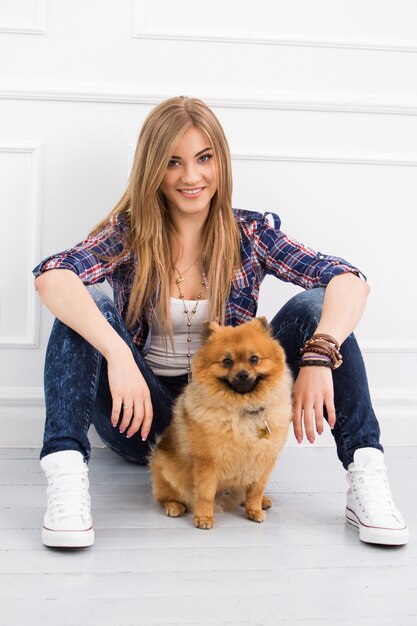 Beautiful woman with dog