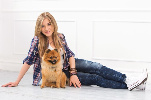 Beautiful woman with dog