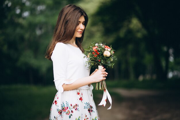 Beautiful woman with flowers