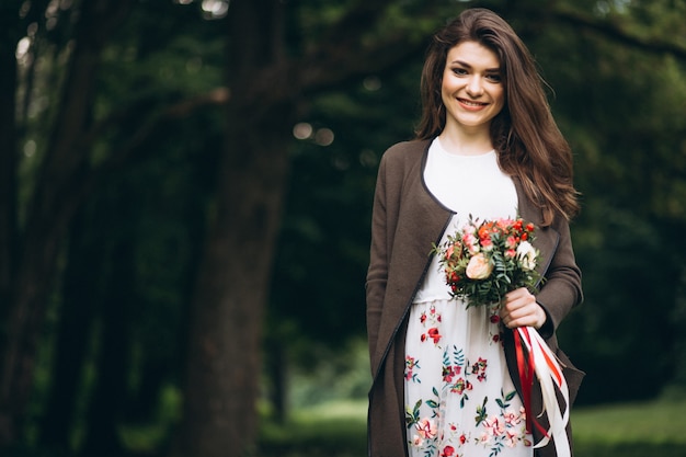 Beautiful woman with flowers