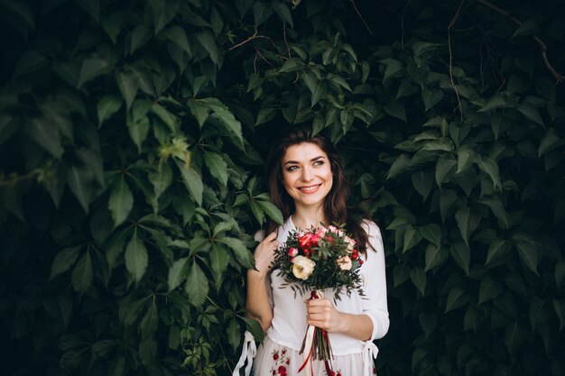 Beautiful woman with flowers