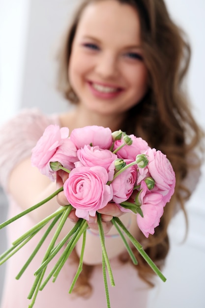 Beautiful woman with flowers