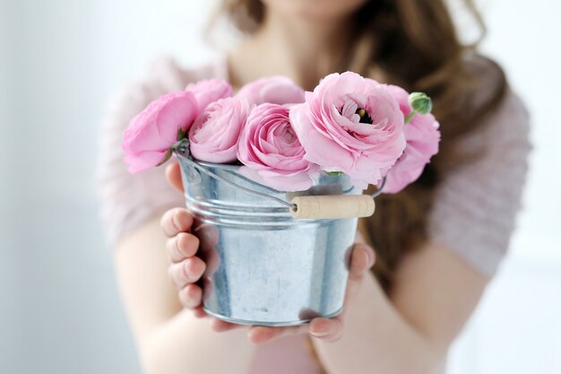 Beautiful woman with flowers