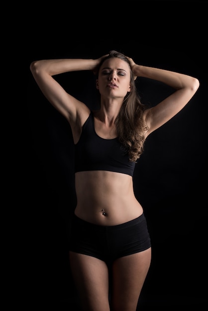 Mockup of Black Underwear, Top and Panties on the Body of a Young Girl, on  the Background Stock Photo - Image of female, retail: 216842652