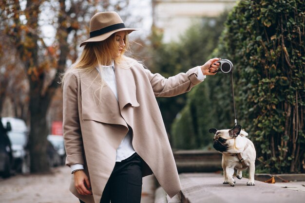 Beautiful woman with her dog