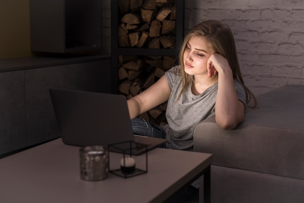 Beautiful woman working from home