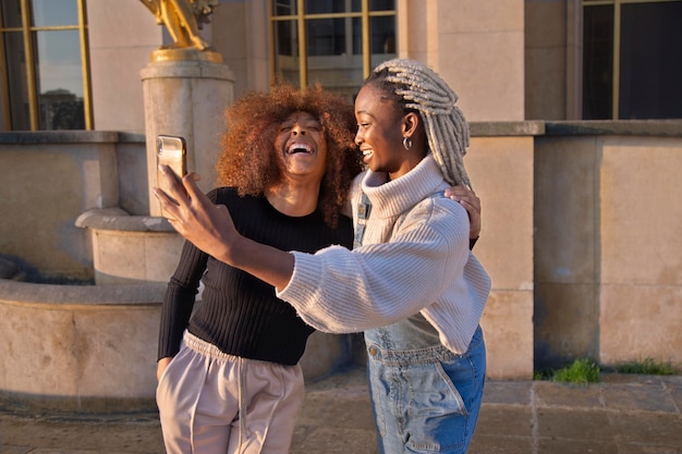 Beautiful women friends spending time together