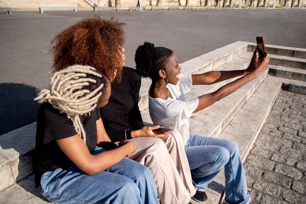 Beautiful women friends spending time together