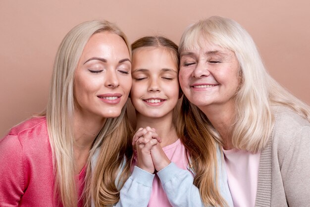 Beautiful women generation posing with eyes closed