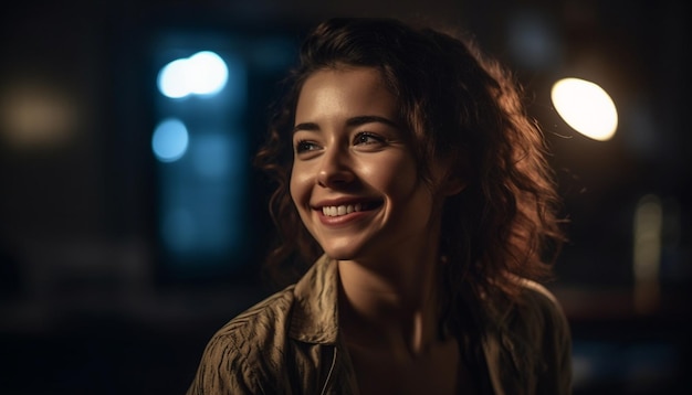 Beautiful women with toothy smiles enjoying nightlife generated by AI