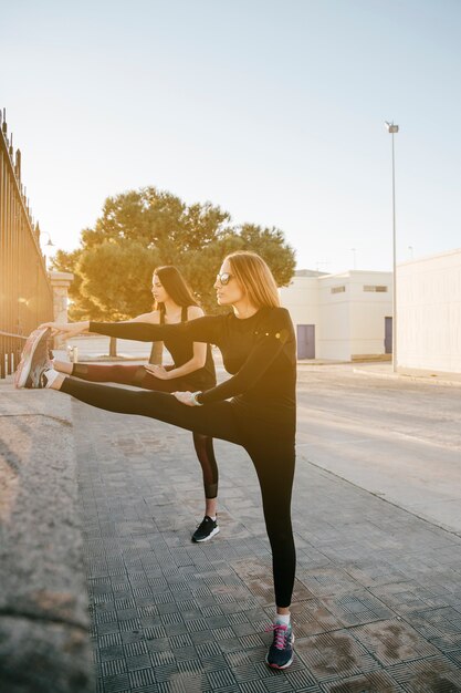 Beautiful women working out in sunlight