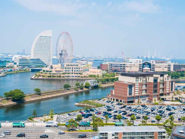 Красивый город горизонта Иокогама в Японии