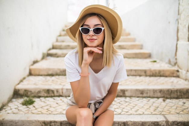 Beautiful young caucasian woman smiling