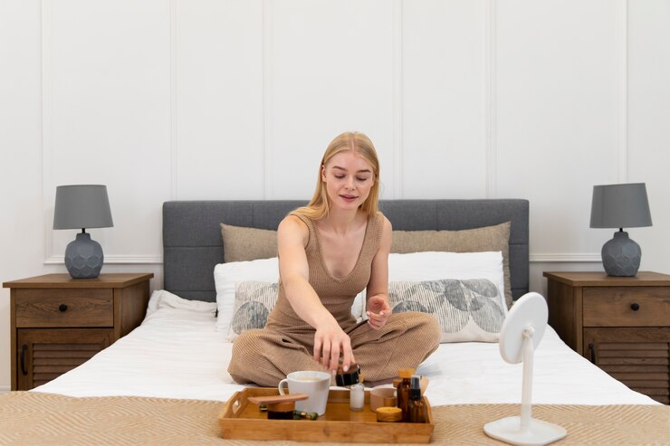 Free Photo beautiful young woman having a special selfcare treatment