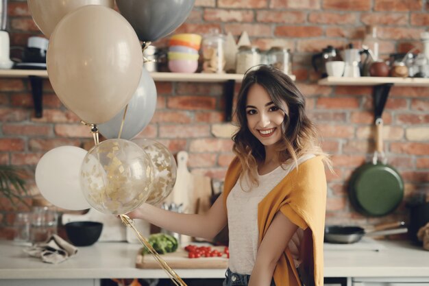 Beautiful young woman at home