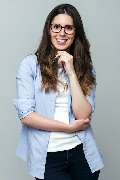 Beautiful young woman looking at camera.