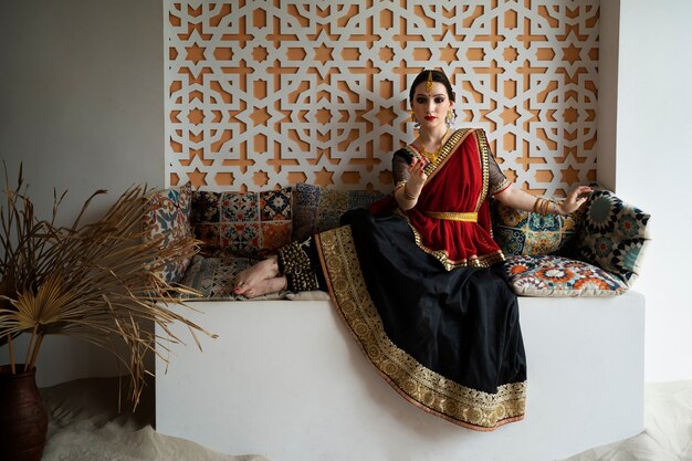 Beautiful young woman wearing sari