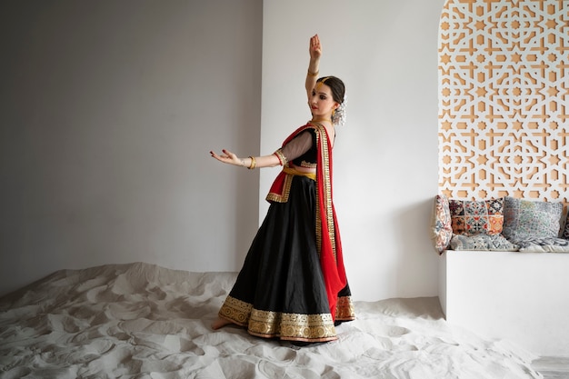 Beautiful young woman wearing sari