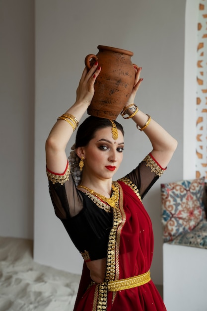 Beautiful young woman wearing sari