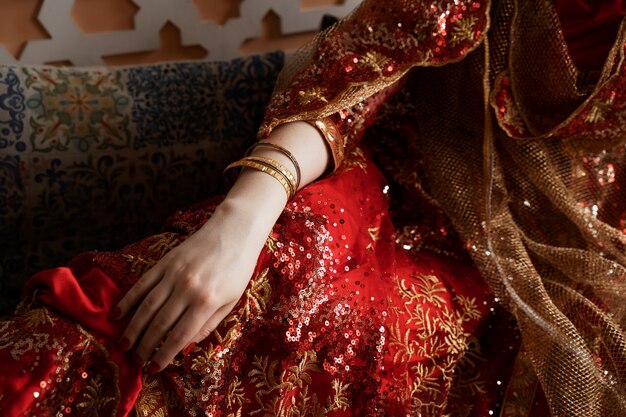 Beautiful young woman wearing sari