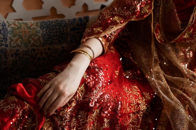 Beautiful young woman wearing sari