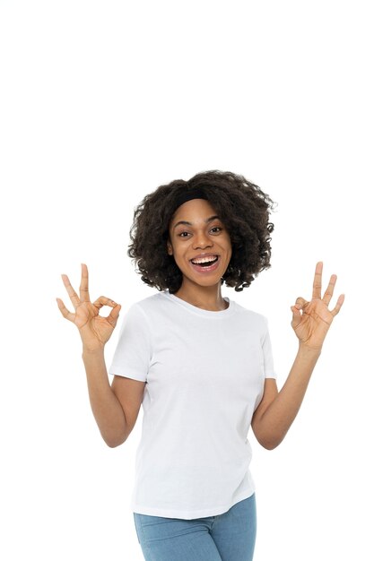 Beautiful and young woman wearing shirt mockup