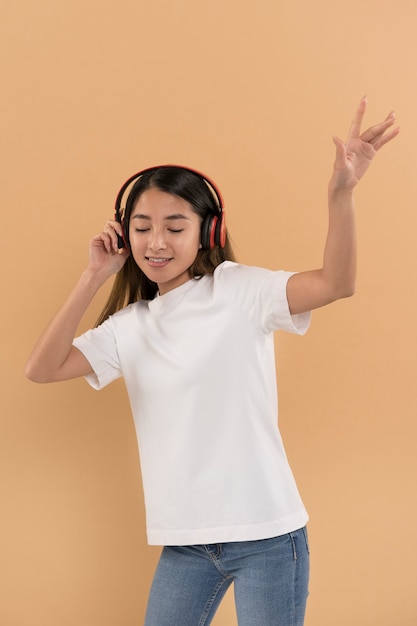 Beautiful and young woman wearing shirt mockup