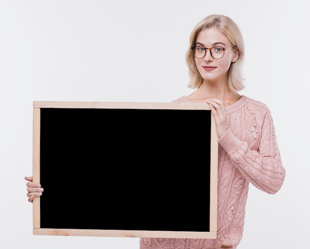 Beautiful young woman with eyeglasses