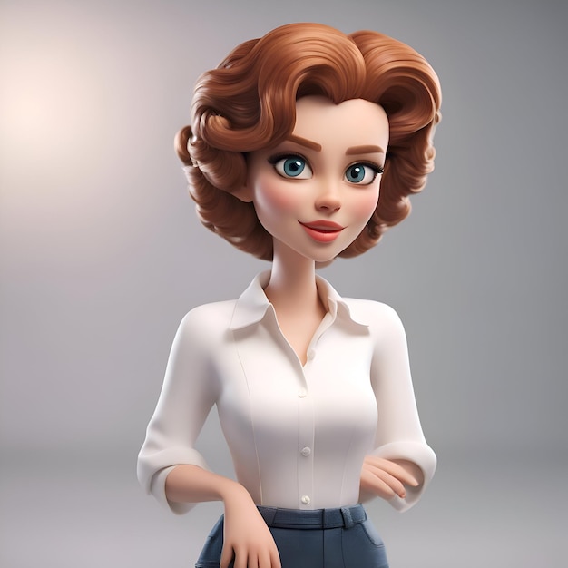 赤い ⁇ の美しい若い女性 3Dレンダリングイラスト