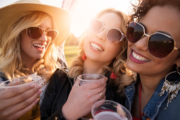 Beautiful young women having fun together