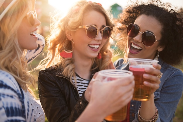 Beautiful young women having fun together