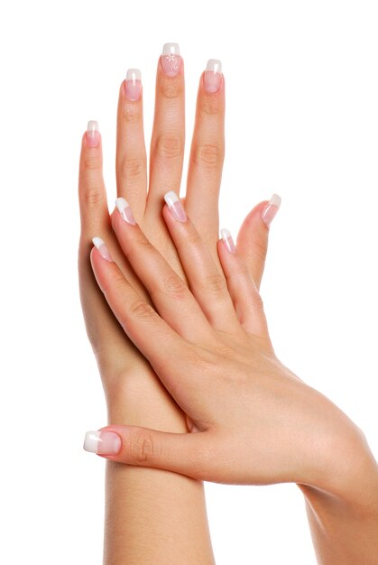 Beautifull woman hand. Fingernail.