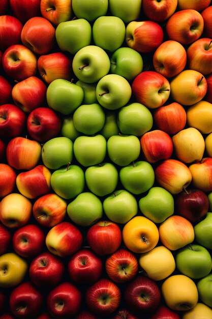 Beautifully arranged apples in shop