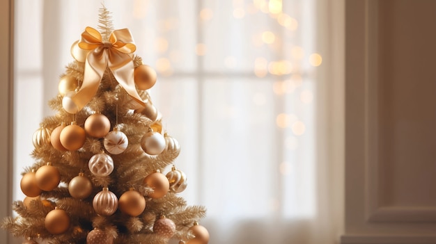 Free photo beautifully decorated christmas tree for winter holidays