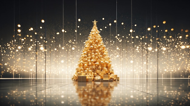 Free photo beautifully decorated christmas tree with lights in commercial space