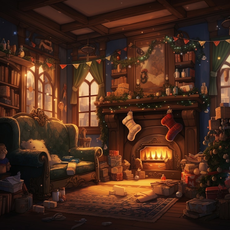 Free Photo beautifully decorated home for christmas