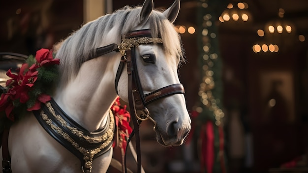 Foto gratuita cavallo splendidamente decorato.