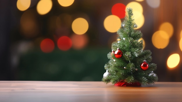 Foto gratuita albero di natale in miniatura splendidamente decorato