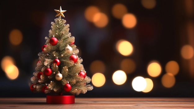 Beautifully decorated miniature christmas tree