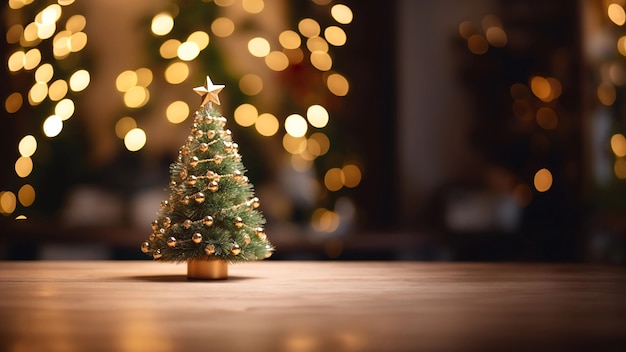 Foto gratuita albero di natale in miniatura splendidamente decorato