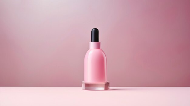 ピンク色の美容品とケアコスメティック製品
