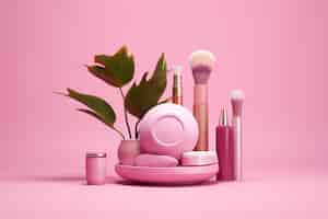 Free photo beauty and care cosmetic product with pink tones
