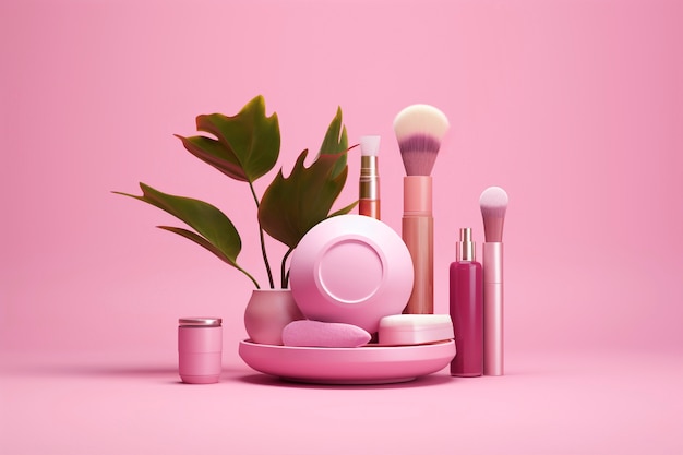 Beauty and care cosmetic product with pink tones