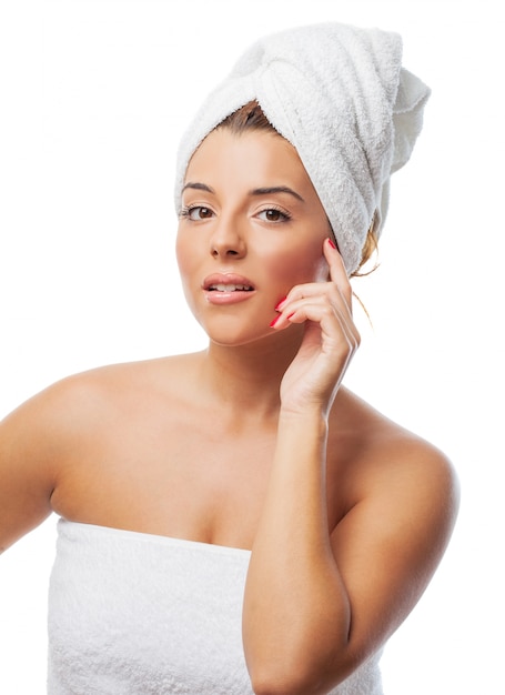 Free photo beauty concept. woman in white towel.