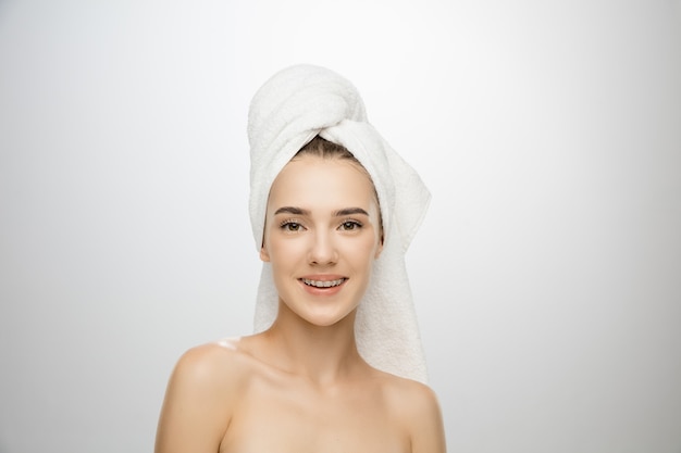 Beauty day woman wearing towel isolated