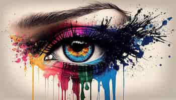 Free photo beauty eye painted purple vibrant and elegant generated by ai