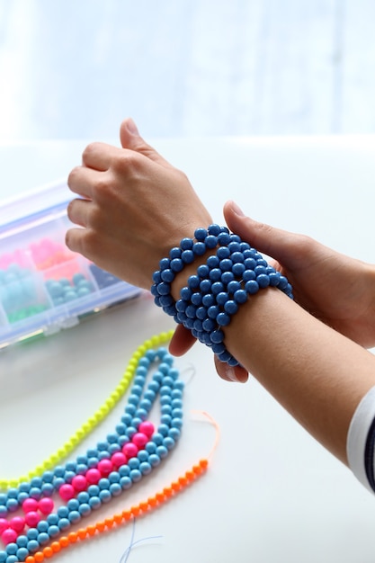 Beauty, fashion. Lovely, blue bracelet